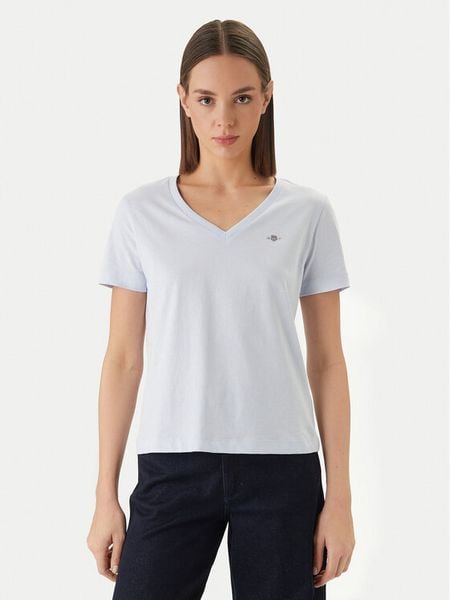 Gant T-Shirt 4200750 Błękitny Slim Fit. Niebieskie t-shirty Gant, xl, bez wzorów, z bawełny, bez kołnierzyka, bez ramiączek. Za 144.99 zł.