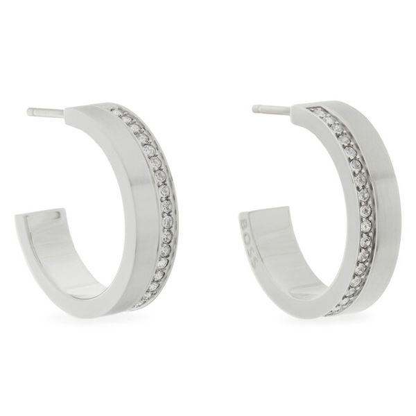 Kolczyki BOSS. Szare kolczyki Boss, srebrne. Za 319.99 zł.