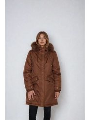 Jessica Simpson Parka w kolorze jasnobrązowym rozmiar: XL. Brązowe płaszcze Jessica Simpson, xl, bez wzorów, bez kaptura. Za 217.99 zł.