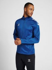 Bluza sportowa dla dorosłych Hummel Core XK Poly Zip Sweat. Niebieskie bluzy z kapturem Hummel, l, bez wzorów, z dresówki, bez kaptura, na golfa. Za 161.00 zł.