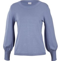 Sweter z balonowymi rękawami. Brązowe swetry bonprix, bez wzorów, bez ramiączek. Za 87.99 zł.