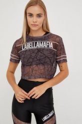 LaBellaMafia t-shirt Fierce damski kolor szary. Szare t-shirty LABELLAMAFIA, bez wzorów, ze skóry, bez kołnierzyka, bez ramiączek. W wyprzedaży za 95.99 zł.