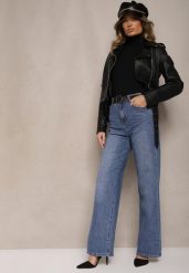 Niebieskie Jeansy z Paskiem o Szerokim Kroju z Wywiniętymi Nogawkami w Kwiatowy Wzór Senarith. Niebieskie jeansy Renee, bez wzorów, z jeansu, eleganckie. W wyprzedaży za 107.99 zł.