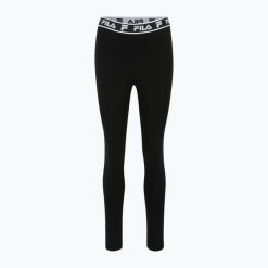 Legginsy damskie FILA Luzzi. Czarne legginsy Fila, bez wzorów, z bawełny, eleganckie, długie. Za 129.99 zł.