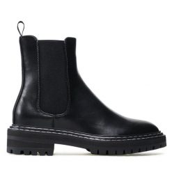 Sztyblety ONLY Shoes. Czarne botki ONLY SHOES, bez wzorów, bez obcasa, na płaskiej podeszwie, bez zapięcia. Za 149.99 zł.