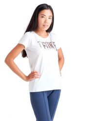 Podstawowy damski t-shirt maxi z logo i krótkimi rękawami. Białe t-shirty sportowe LEONE 1947 APPAREL, l, bez wzorów, z bawełny, bez ramiączek, na fitness i siłownię. Za 42.06 zł.