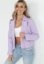 Fioletowa Kurtka Ramoneska Zasuwana Kimberlyn. Fioletowe kurtki Born2be, l, bez wzorów, ze skóry, eleganckie, bez kaptura. W wyprzedaży za 146.99 zł.