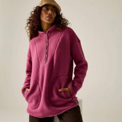 Damska bluza polarowa Frankie Borg Longline Half Zip. Fioletowe bluzy bez kaptura Regatta, bez wzorów, z materiału, bez kaptura, trekkingowe. Za 315.00 zł.