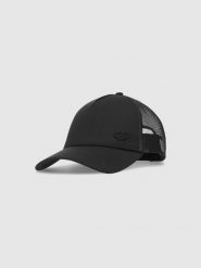 4F Czapka z daszkiem trucker uniseks - czarna L/XL. Czarne czapki z daszkiem 4f, na lato, z aplikacjami, z elastanu, sportowe. W wyprzedaży za 59.99 zł.
