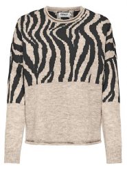 ONLY Sweter "Jade" w kolorze czarno-beżowym rozmiar: M. Czarne swetry ONLY, m, bez wzorów, bez ramiączek. Za 106.13 zł.