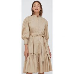 Lauren Ralph Lauren sukienka 250872145001 kolor beżowy mini rozkloszowana. Brązowe sukienki Lauren Ralph Lauren, bez wzorów, z tkaniny, bez kołnierzyka, bez ramiączek, maxi, rozkloszowane. W wyprzedaży za 689.99 zł.