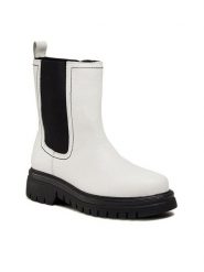 Lasocki Botki WI23-TX76-02 Biały. Białe botki Lasocki, bez wzorów, ze skóry, bez obcasa, na płaskiej podeszwie, bez zapięcia. Za 279.99 zł.