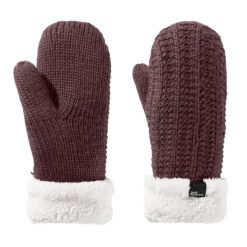 Rękawiczki turystyczne zimowe damskie Jack Wolfskin Highloft Knit Mitten. Czerwone rękawiczki Jack Wolfskin, bez wzorów, z poliesteru, sportowe. Za 108.64 zł.