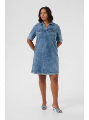 KAFFE curve Sukienka dżinsowa w kolorze niebieskim rozmiar: 48. Niebieskie sukienki KAFFE curve, na co dzień, bez wzorów, bez kołnierzyka, bez ramiączek, mini, proste. Za 173.99 zł.