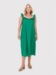 ONLY Carmakoma Sukienka codzienna Ally 15262056 Zielony Regular Fit. Zielone sukienki Only Carmakoma, na co dzień, bez wzorów, z bawełny, bez kołnierzyka, bez ramiączek, proste. Za 119.99 zł.