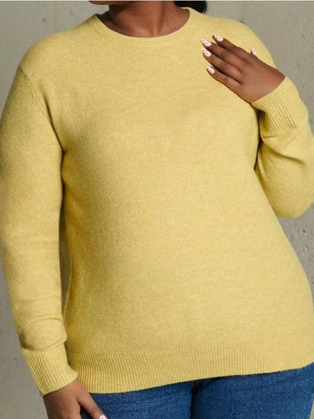 Sweter basic z domieszką wełny - żółty. Żółte swetry Sinsay, xl, bez wzorów, z wełny, bez ramiączek. Za 49.99 zł.