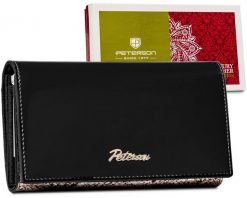 Skórzany, duży portfel damski z systemem RFID — Peterson. Portfele Peterson, bez wzorów, ze skóry. Za 124.00 zł.