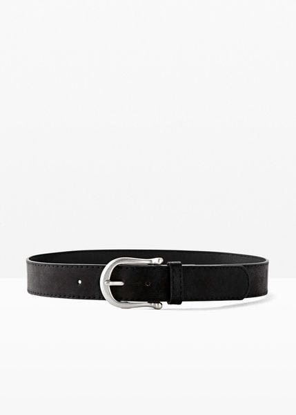 Pasek ze sprzączką z bolcem. Czarne paski bonprix, bez wzorów, wizytowe. Za 49.99 zł.