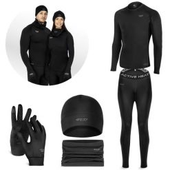 Zestaw odzieży termicznej unisex 4FIZJO czarny - 5 elementów. Czarna bielizna termoaktywna damska 4FIZJO, bez wzorów, bez ramiączek, narciarskie. Za 219.99 zł.