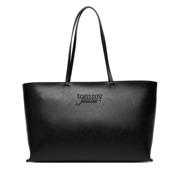 Torebka Tommy Jeans. Czarne shopper bag Tommy Jeans, bez wzorów, z jeansu, bez dodatków. Za 242.99 zł.