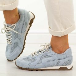 Niebieskie skórzane półbuty damskie Vinceza 86426. Niebieskie buty sportowe lifestyle VINCEZA, na jesień, bez wzorów, z jeansu, eleganckie, z okrągłym noskiem, bez obcasa, na płaskiej podeszwie. Za 249.00 zł.