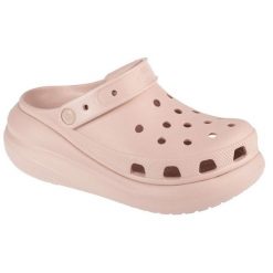Klapki Crocs Classic Crush Clog 207521-6UR różowe. Czerwone klapki bez wzorów, eleganckie, bez obcasa, bez zapięcia. Za 392.06 zł.