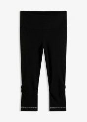 Legginsy rybaczki z połyskiem (2 szt.). Czarne legginsy bonprix, bez wzorów, z koronki, eleganckie. Za 55.98 zł.