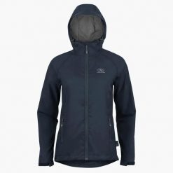 Damska kurtka wodoodporna Highlander Stow & Go. Niebieskie kurtki przeciwdeszczowe Highlander, m, bez wzorów, bez kaptura, trekkingowe. Za 274.50 zł.