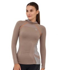 Bluza damska z kapturem Brubeck FITNESS. Brązowe bluzy z kapturem Brubeck, m, bez wzorów, z materiału, z kapturem, do biegania. Za 79.99 zł.