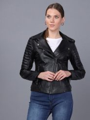 Basics & More Skórzana kurtka w kolorze czarnym rozmiar: L. Czarne kurtki Basics & More, l, bez wzorów, bez kaptura. Za 363.71 zł.