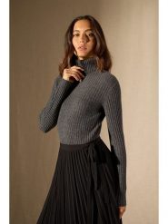 Perfect Cashmere Kaszmirowy golf "Liora" w kolorze antracytowym rozmiar: M. Czarne swetry Perfect Cashmere, m, bez wzorów, z kaszmiru, bez ramiączek. Za 434.45 zł.