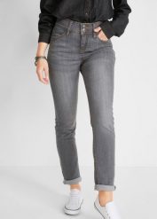 Dżinsy Slim Fit, high-waist, SLIM, komfort-stretch. Szare jeansy bonprix, bez wzorów, z jeansu, z podwyższonym stanem. Za 109.99 zł.