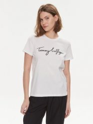 Tommy Hilfiger T-Shirt Signature WW0WW41674 Biały Regular Fit. Białe t-shirty Tommy Hilfiger, xs, bez wzorów, z bawełny, bez kołnierzyka, bez ramiączek. Za 99.99 zł.