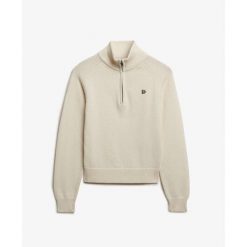 Damski sweter z długim zamkiem Superdry. Białe swetry Superdry, l, bez wzorów, z materiału, eleganckie, bez ramiączek. Za 386.25 zł.