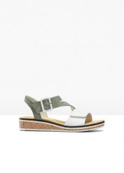 Sandały Rieker. Zielone sandały bonprix, bez wzorów, bez obcasa, bez zapięcia. Za 249.99 zł.
