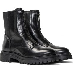 Botki damskie czarne GEOX D Iridea. Czarne botki Geox, bez wzorów, bez obcasa, bez zapięcia. Za 323.99 zł.