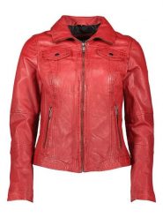 HIS Skórzana kurtka w kolorze czerwonym rozmiar: 46. Czerwone kurtki HIS, bez wzorów, ze skóry, bez kaptura. Za 462.29 zł.