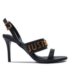 Sandały Just Cavalli. Czarne sandały Just Cavalli, bez wzorów, bez obcasa, na szpilce, bez zapięcia. Za 799.99 zł.