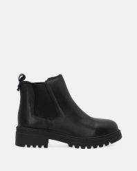 CZARNE OCIEPLANE BOTKI SHIZ23-318 BLK. Czarne botki Venezia, bez wzorów, ze skóry, bez obcasa, bez zapięcia. Za 279.00 zł.