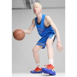 Buty do koszykówki Genetics Marcus Smart PUMA Royal Sapphire Red Blast Blue. Czerwone buty treningowe Puma, bez wzorów, bez zapięcia, do koszykówki. Za 339.99 zł.