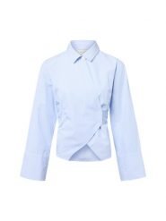 Neo Noir Damska bluzka koszulowa - Fenli Kobiety niebieski|biały w paski, 36. Białe bluzki Neo Noir, bez wzorów, klasyczne, z asymetrycznym kołnierzem, bez ramiączek. Za 349.95 zł.