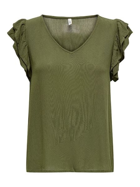 ONLY Bluzka "Chiara" w kolorze khaki rozmiar: XL. Brązowe bluzki ONLY, xl, bez wzorów, z wiskozy, bez kołnierzyka, bez ramiączek. Za 56.93 zł.