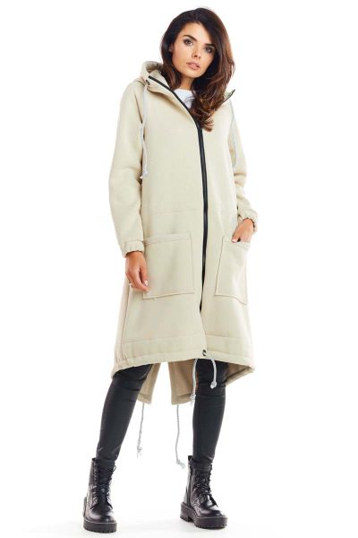 Beżowa Ciepła Bluza Typu Parka. Brązowe bluzy Infinite You, l, bez wzorów, z bawełny, bez kaptura. Za 244.90 zł.