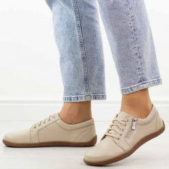 Beżowe skórzane Polskie półbuty damskie barefoot Gregors 1153. Brązowe półbuty wsuwane GREGORS, na jesień, bez wzorów, z jeansu, biznesowe, bez obcasa, na płaskiej podeszwie. Za 379.00 zł.