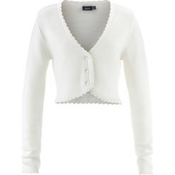Sweter rozpinany ludowy bonprix biel wełny. Białe swetry bonprix, z wełny. Za 89.99 zł.
