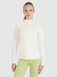 4F Bluza treningowa regular szybkoschnąca damska - biała XL. Białe bluzy z kapturem 4f, xl, bez wzorów, z dzianiny, z kapturem, na fitness i siłownię. W wyprzedaży za 169.99 zł.