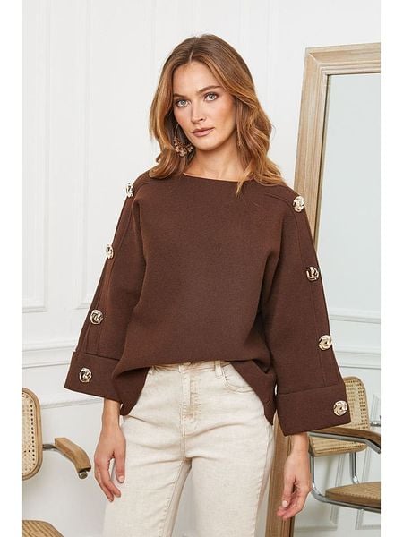 Joséfine Sweter "Marole" w kolorze brązowym rozmiar: M. Brązowe swetry Joséfine, m, bez wzorów, bez ramiączek. Za 242.13 zł.