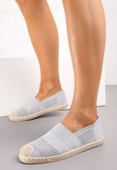 Jasnoszare Espadryle z Plecioną Cholewką przed Kostkę Mokosa. Szare espadryle Renee, z aplikacjami, boho, bez obcasa, na płaskiej podeszwie. W wyprzedaży za 35.99 zł.