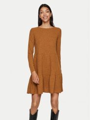 Vila Sukienka dzianinowa Elita 14103271 Brązowy Regular Fit. Brązowe sukienki Vila, l, bez wzorów, z dzianiny, bez kołnierzyka, bez ramiączek. Za 49.99 zł.