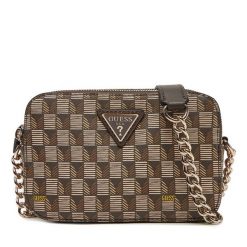 Torebka Guess. Brązowe listonoszki Guess, z aplikacjami, bez dodatków. Za 339.99 zł.